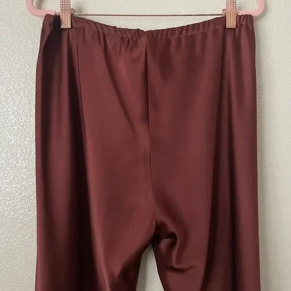 La Ligne Pants Womens Large Spice Colby Satin Wide Leg Pull On Quiet Luxury - Picture 6 of 11